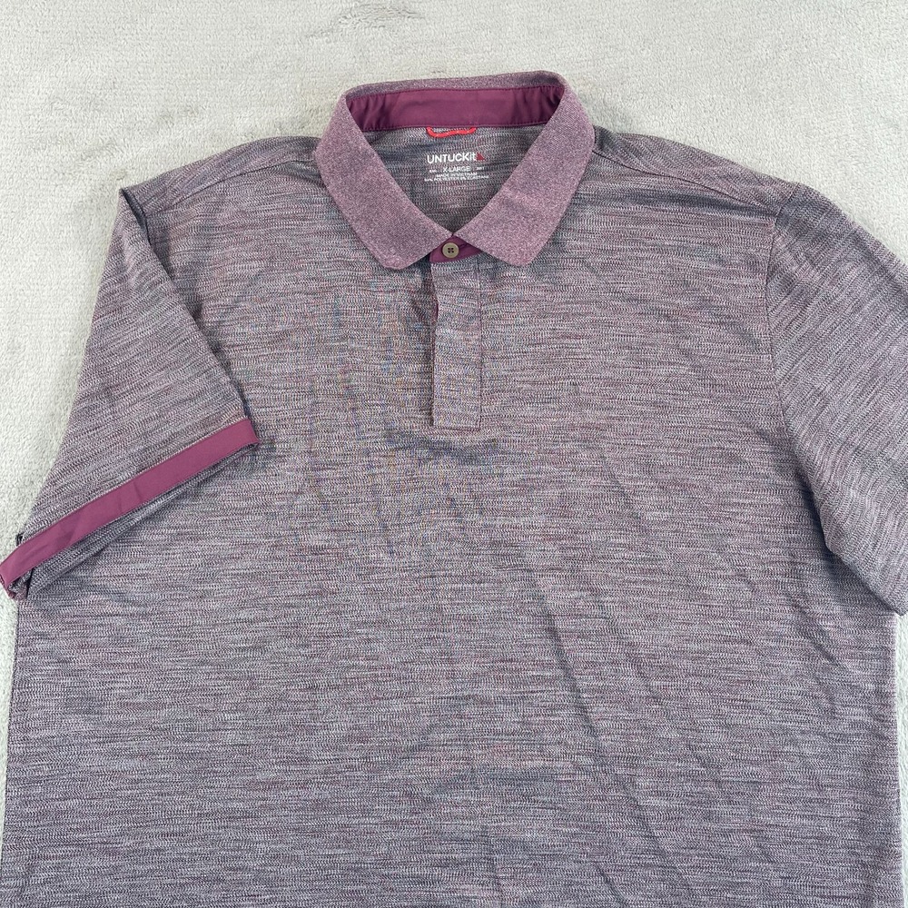 UNTUCKit Hannifer Performance Golf Polo Shirt Men XL Heather Purple Short Sleeve